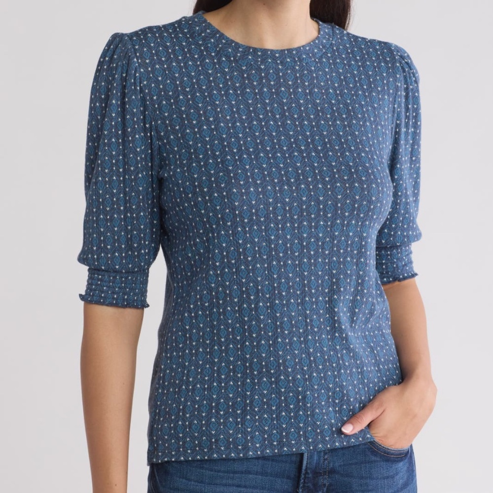 Pointelle Smocked Trim Top